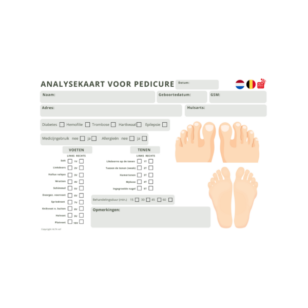 ANALYSEKAART VOOR PEDICURE